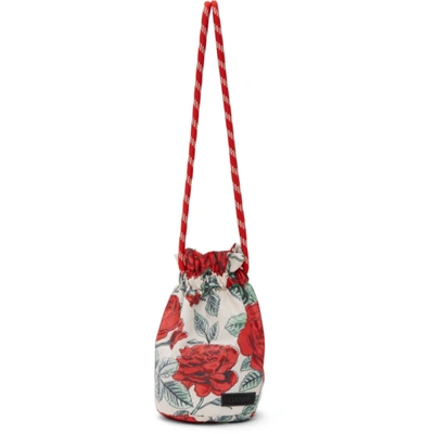 Ganni Off-white & Red Recycled Tech Seasonal Drawstring Pouch In 196 Brazilian Sand
