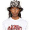 Ganni Beige & Black Recycled Tech Leopard Bucket Hat