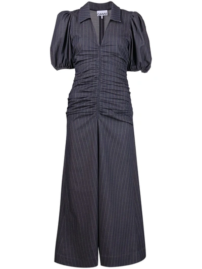 Ganni Stretch Pinstripe Dress In Dress Blues ModeSens
