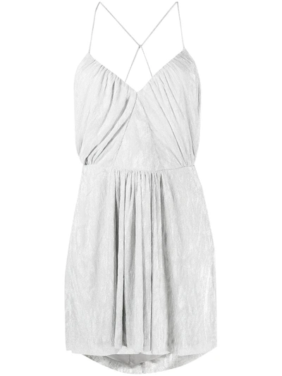 Iro Louxor Gathered Metallic Knitted Mini Dress In Silver