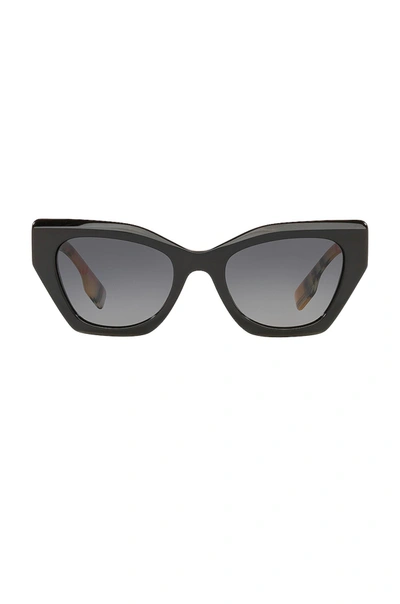 Burberry Butterfly Cat Eye In Black  Vintage Check & Gradient Grey