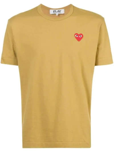 Comme Des Garçons Play Heart Application T-shirt In Yellow