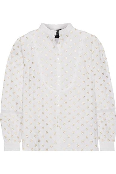 Needle & Thread Ditsy Embroidered Cotton Blouse In White