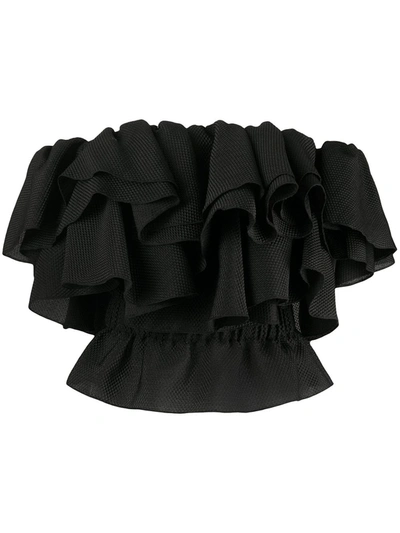 Alexandre Vauthier Off-the-shoulder Ruffled Top In Black
