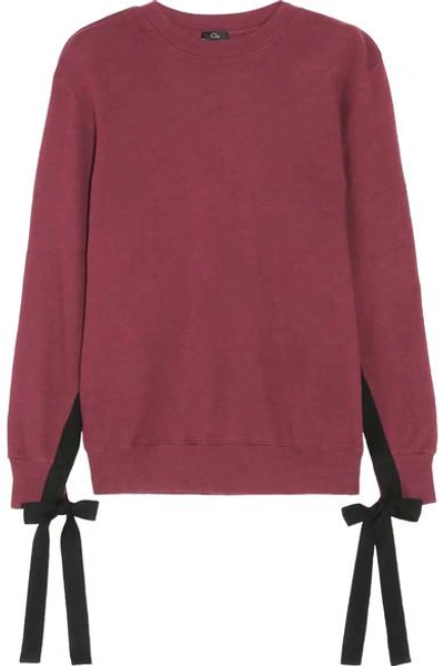 Clu Grosgrain Bow-embellished Cotton-jersey Sweatshirt In Burgundy