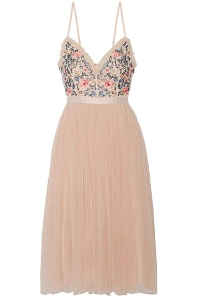 Needle & Thread Whisper Open-back Embellished Chiffon And Tulle Dress In Pink