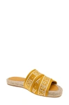 Bcbgeneration Women's Maya Logo Slide Espadrille Sandal Women's Shoes In Yellow/ White Fabric