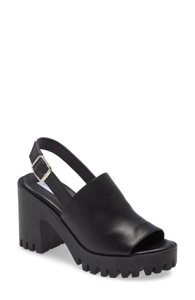Steve Madden Sunnyside Block Heel Slingback Sandal In Black Leather