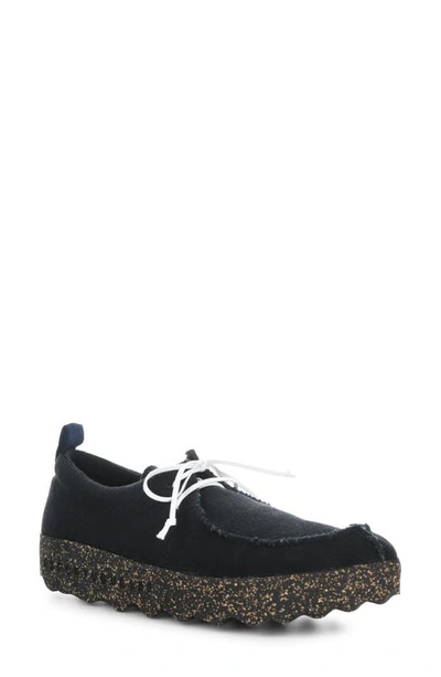 Fly London Chat Moc Toe Derby In Black Linen