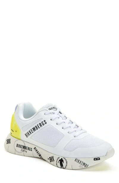 Bikkembergs Men's Flavio Mesh Sneakers In White/ Yellow