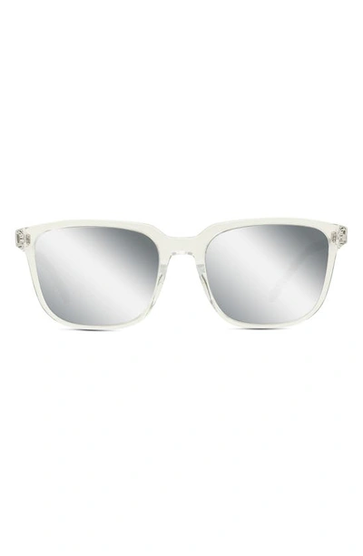 Dior Tag 54mm Mirrored Square Sunglasses In Crystal / Smoke Mirror