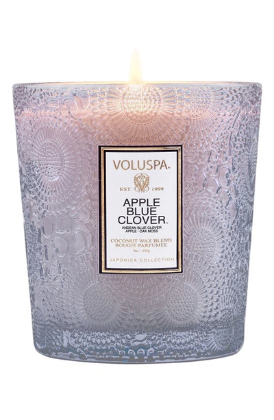Voluspa Apple Blue Clover Classic Embossed Glass Candle