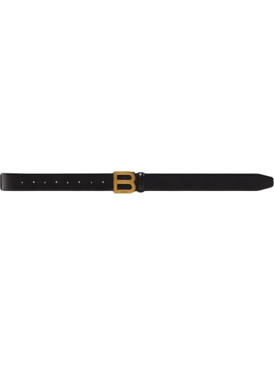 Balenciaga Hourglass Logo Buckle Belt In Black