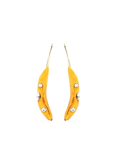 Marni Crystal-embellished Banana Earrings In Orange