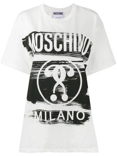 Moschino Oversized Printed Cotton T-shirt In White
