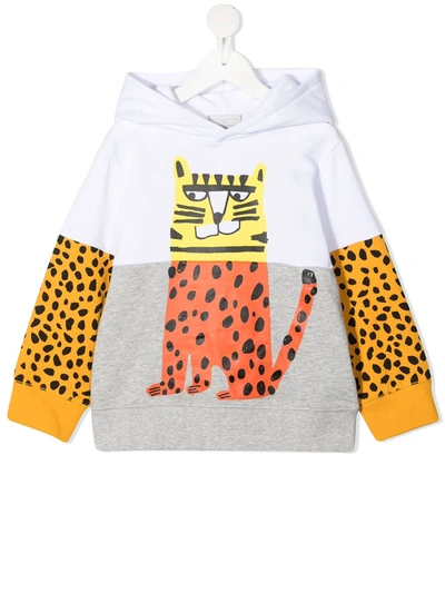 Stella Mccartney Teen Tiger-print Colour Block Hoodie In White