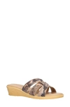 Tuscany By Easy Streetr Tazia Wedge Slide Sandal In Natural Snake Faux Leather