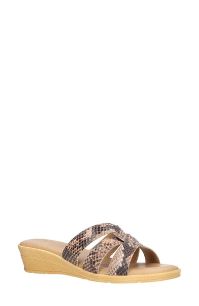 Tuscany By Easy Streetr Tazia Wedge Slide Sandal In Natural Snake Faux Leather