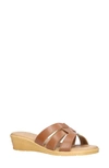 Tuscany By Easy Streetr Tazia Wedge Slide Sandal In Tan Faux Leather