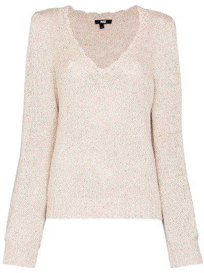 Paige Neutrals Alicia V-neck Knitted Sweater In Nude
