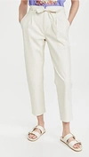 Paige Melila Paperbag Waist Faux Leather Pants In Ecru