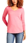 Nic + Zoe Vital V-neck Sweater In Raspberry