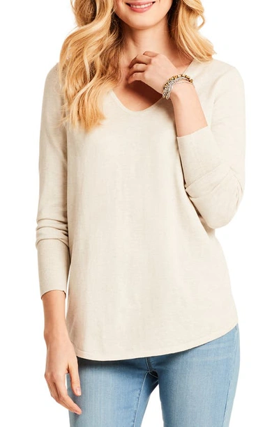 Nic + Zoe Vital V-neck Sweater In Putty