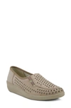 Spring Step Twila Perforated Leather Loafer In Beige Leather