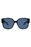 Dior 58mm Square Sunglasses In Blue Havana/ Blue