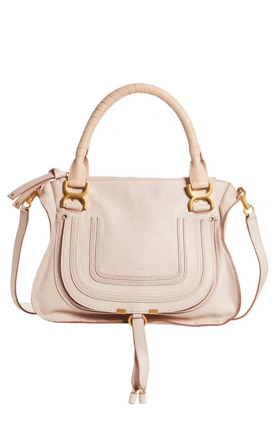 Chloé Medium Marcie Calfskin Leather Satchel In Rose Dust