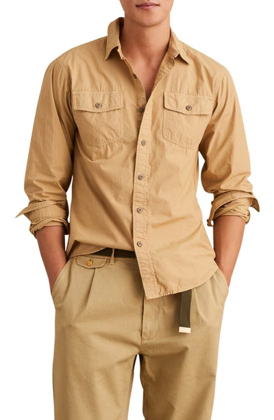 Alex Mill Garment Dyed Field Regular Fit Shirt In Light Khaki
