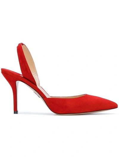 Paul Andrew 85mm Rhea Sling Back Suede Pumps, Red In Rosso