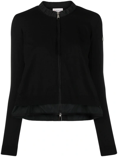 Moncler A-line Zip-front Cardigan In Black