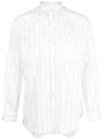 Comme Des Garçons Shirt Striped Long-sleeve Shirt In White