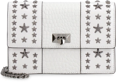 Jimmy Choo Pyxis Studded Embossed Shoulder Bag In White