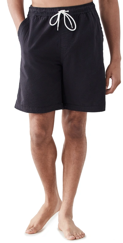 Alex Mill Saturday Cotton-seersucker Drawstring Shorts In Black