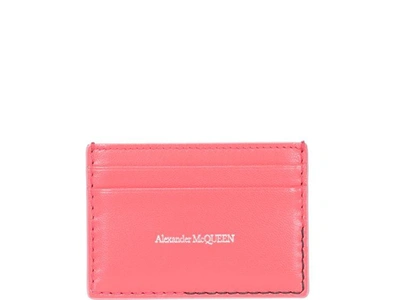 Alexander Mcqueen Leather Card Holder In Pink