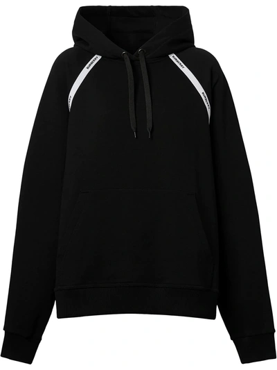 Burberry Jacquard-trimmed Cotton-jersey Hoodie In Black