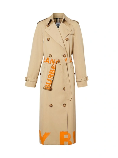 Burberry Women's Waterloo Trench With Bubrerry Logo In Bright Orange