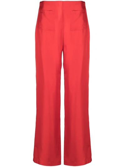 Soulland Asta Wide-leg Silk Trousers In Red