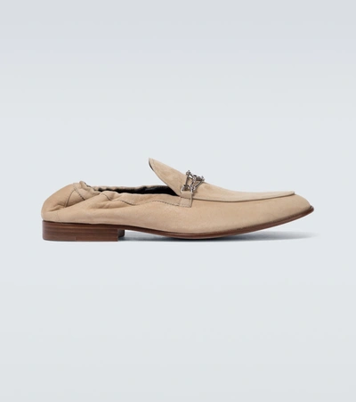 Lanvin Suede Loafers With Metal Detail In Beige