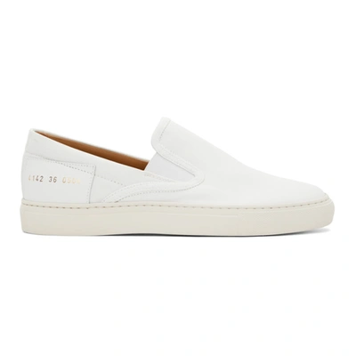 Common Projects Leather-trimmed Canvas Slip-on Sneakers In White