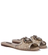 Dolce & Gabbana Rainbow Lace Brooch-detail Sandals In Beige
