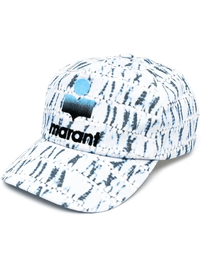 Isabel Marant Tyronh Flocked-logo Tie-dye Baseball Cap In Blue