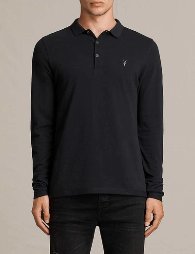 Allsaints Men's Black Reform Cotton-piqué Polo Shirt