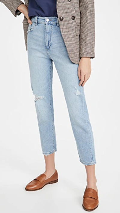 Dl 1961 Susie High Rise Tapered Jeans In Seaglass Distressed