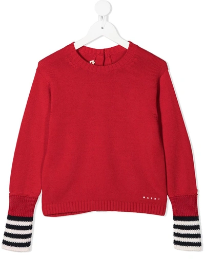 Marni Kids Button Sweater In Red
