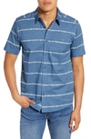 Patagonia Go To Regular Fit Short Sleeve Shirt In Hemp Stripe/ Pigeon Blue