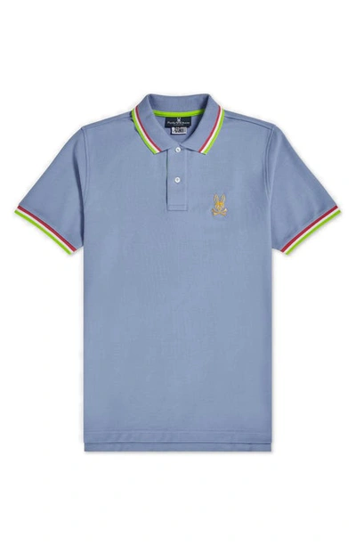 Psycho Bunny Kilburn Neon Tipped Polo Shirt In Lapis Blue