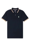 Psycho Bunny Kilburn Neon Tipped Pique Polo In Navy